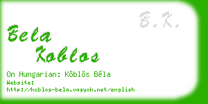 bela koblos business card
